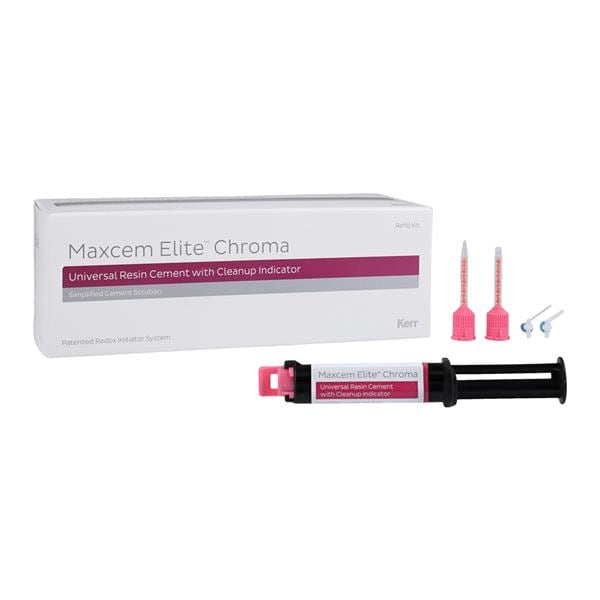 Kerr Maxcem Elite Chroma 36301 Universal Resin Cement w/ Cleanup Indicator, White, 2x5g Syringe Kerr Maxcem Elite Chroma 36301 Universal Resin Cement w/ Cleanup Indicator, White, 2x5g Syringe